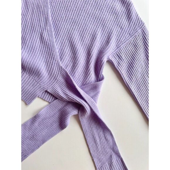 JONATHAN SIMKHAI Amaris Lavender Purple Wool Blend Knit Wrap Sweater, Size M - Picture 7 of 16
